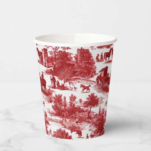 Vintage Red Toile Landscape (3) 紙コップ (左)