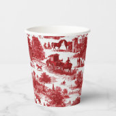 Vintage Red Toile Landscape (3) 紙コップ (正面)