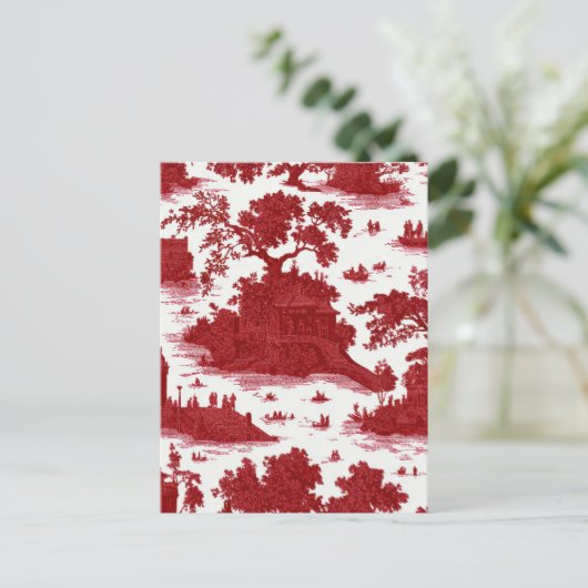 Vintage Red Toile Landscape (6) ポストカード (スタンド正面)