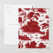 Vintage Red Toile Landscape (6) ポストカード (正面/裏面)