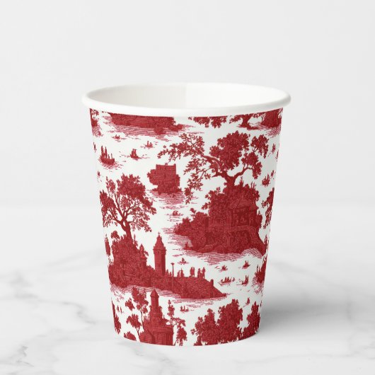 Vintage Red Toile Landscape (6) 紙コップ (左)