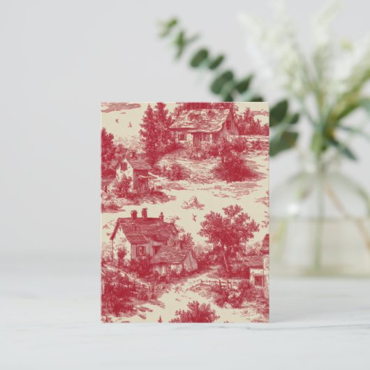 Vintage Red Toile Landscape (7) ポストカード (スタンド正面)