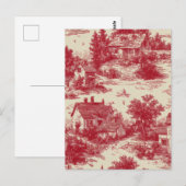 Vintage Red Toile Landscape (7) ポストカード (正面/裏面)