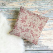 Vintage Red Toile Throw Pillow クッション