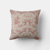 Vintage Red Toile Throw Pillow クッション (裏面)