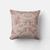 Vintage Red Toile Throw Pillow クッション (正面)