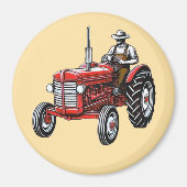 Vintage Red Tractor マグネット (正面)