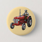 Vintage Red Tractor 缶バッジ (正面)