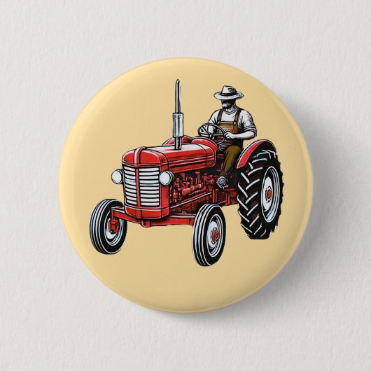 Vintage Red Tractor 缶バッジ (正面)