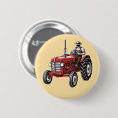 Vintage Red Tractor 缶バッジ (正面&裏面)