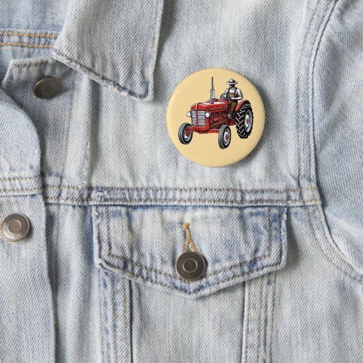 Vintage Red Tractor 缶バッジ (インサイチュ)