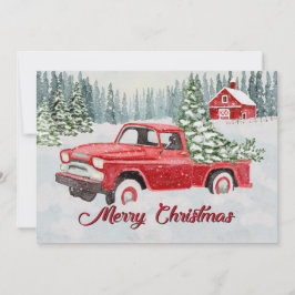 Vintage Red Truck Bringing Christmas Cheer in the  シーズンカード