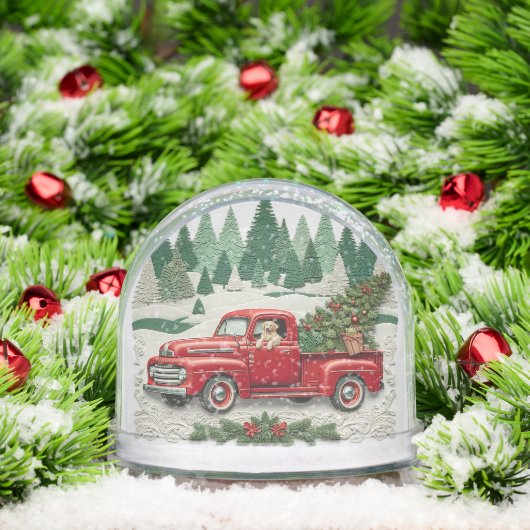 Vintage Red Truck Christmas Snow Globe (クリスマス)