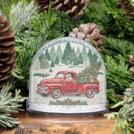 Vintage Red Truck Christmas Snow Globe