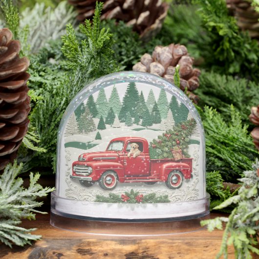 Vintage Red Truck Christmas Snow Globe (冬)
