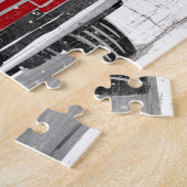 Vintage Red Truck Christmas Tree Name Rustic ジグソーパズル (側面)