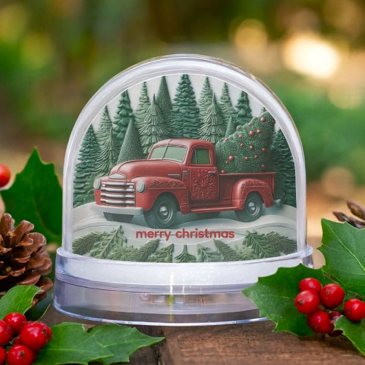 Vintage Red Truck Merry Christmas 