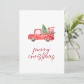 Vintage Red Truck Merry Christmas Holiday Card 招待状 (スタンド正面)