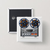Vintage Reel-to-Reel Tape Deck Audiophile 缶バッジ (正面&裏面)