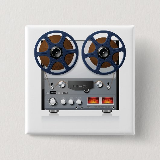 Vintage Reel-to-Reel Tape Deck Audiophile 缶バッジ (正面)
