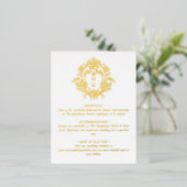 Vintage Regency Monogram Crest Wedding Detail Card 箔招待状ポストカード (立ち正面)