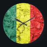 Vintage reggae flag ラージ壁時計<br><div class="desc">Hello,  this design represents the Rasta flag,  standard bearer of reggae music, it was a little aged and stylized for your biggest happiness.</div>