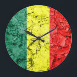 Vintage reggae flag ラージ壁時計<br><div class="desc">Hello,  this design represents the Rasta flag,  standard bearer of reggae music, it was a little aged and stylized for your biggest happiness.</div>
