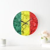 Vintage reggae flag ラージ壁時計 (ホーム)