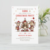 Vintage Reindeer Christmas Party Invitation 招待状 (スタンド正面)
