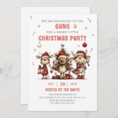 Vintage Reindeer Christmas Party Invitation 招待状 (正面/裏面)