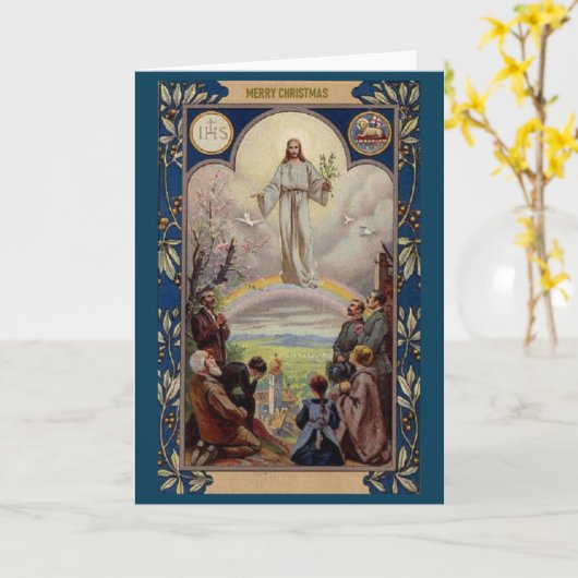 Vintage Religious Christmas Card カード (黄色い花)