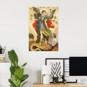 Vintage Religious, Saint Michael Defeats Lucifer ポスター