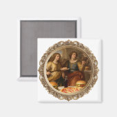 Vintage Renaissance Painting Parody of Men Eating  マグネット (正面/裏面)