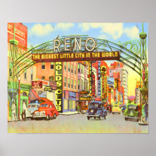 Vintage Reno Nevada ポスター