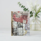 Vintage Restroom Women Mixed media collage ポストカード (スタンド正面)