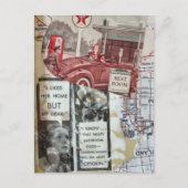 Vintage Restroom Women Mixed media collage ポストカード (正面)