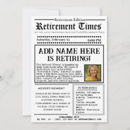 Vintage “Retirement Times” Newspaper Invitation 招待状