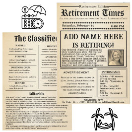 Vintage “Retirement Times” Newspaper Invitation  招待状