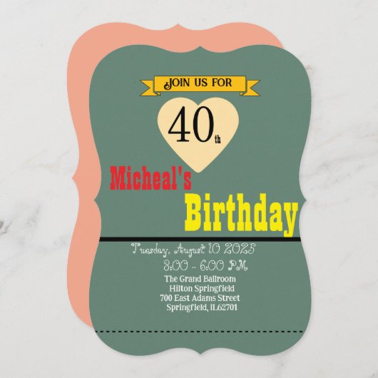 Vintage Retro 40th Birthday Announcement | Persona (正面/裏面)