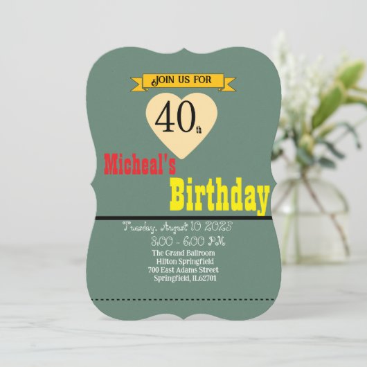 Vintage Retro 40th Birthday Announcement | Persona (スタンド正面)