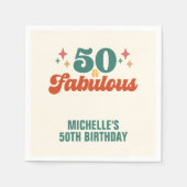 Vintage Retro 50 And Fabulous Birthday スタンダードカクテルナプキン (正面)