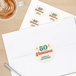 Vintage Retro 50 And Fabulous Birthday ラウンドシール