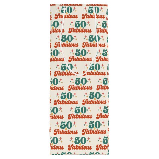 Vintage Retro 50 And Fabulous Birthday ワインギフトバッグ (裏面)