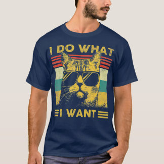 Vintage Retro 80s 90s Cat Lovers Funny I Do What I Tシャツ