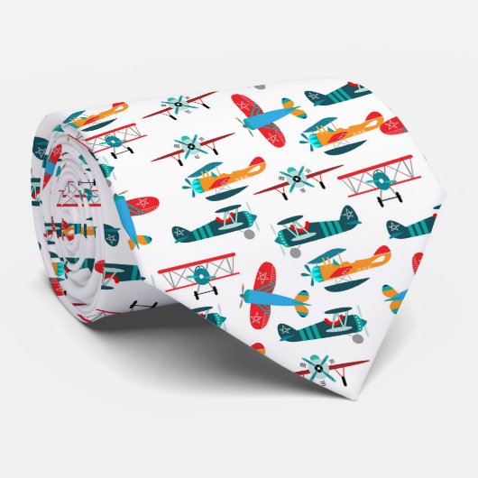 vintage retro airplane pattern ネクタイ (ロール)