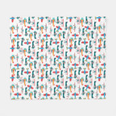 vintage retro airplane pattern フリースブランケット (正面(横))