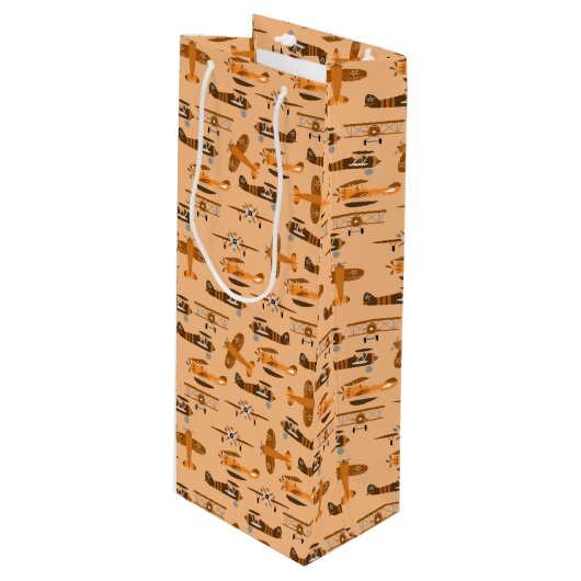 vintage retro airplane pattern ワインギフトバッグ (正面アングル)