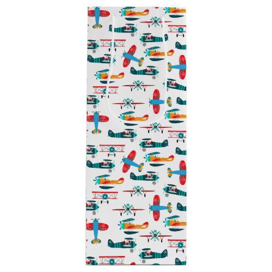 vintage retro airplane pattern ワインギフトバッグ (正面)