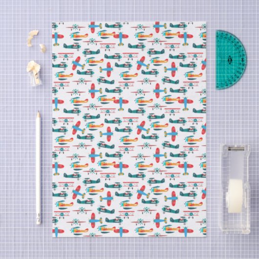 vintage retro airplane pattern 薄葉紙 (クラフト)