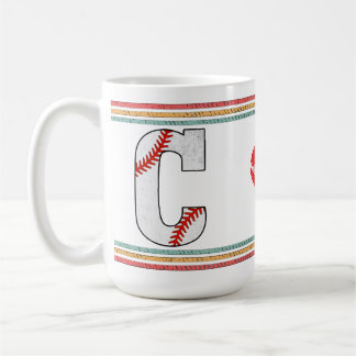 Vintage Retro Baseball Letter C Typography コーヒーマグカップ